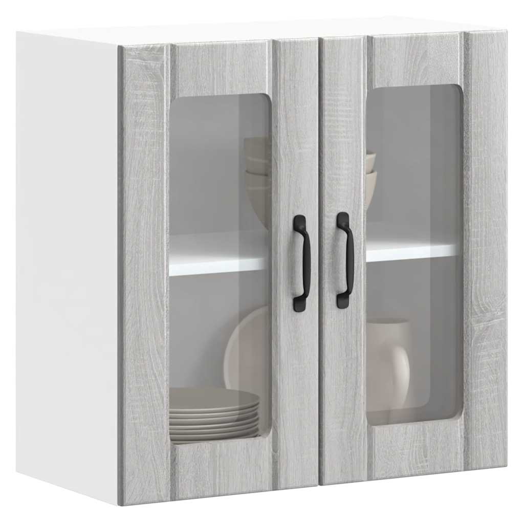 Kitchen Wall Cabinet with Glass Door "Lucca" Grey Sonoma