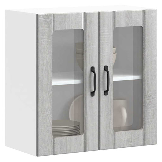 Kitchen Wall Cabinet with Glass Door "Lucca" Grey Sonoma