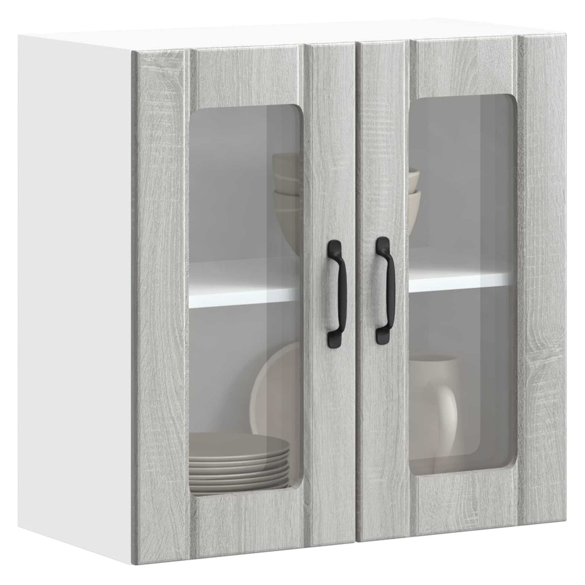 Kitchen Wall Cabinet with Glass Door "Lucca" Grey Sonoma