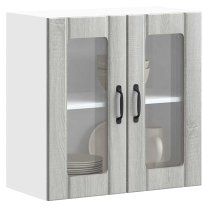Kitchen Wall Cabinet with Glass Door "Lucca" Grey Sonoma
