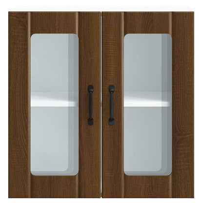 Kitchen Wall Cabinet with Glass Door Lucca Brown Oak Engineered Wood