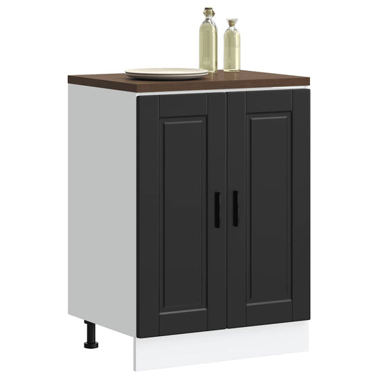 Kitchen Base Cabinet "Porto" Black Engineered Wood