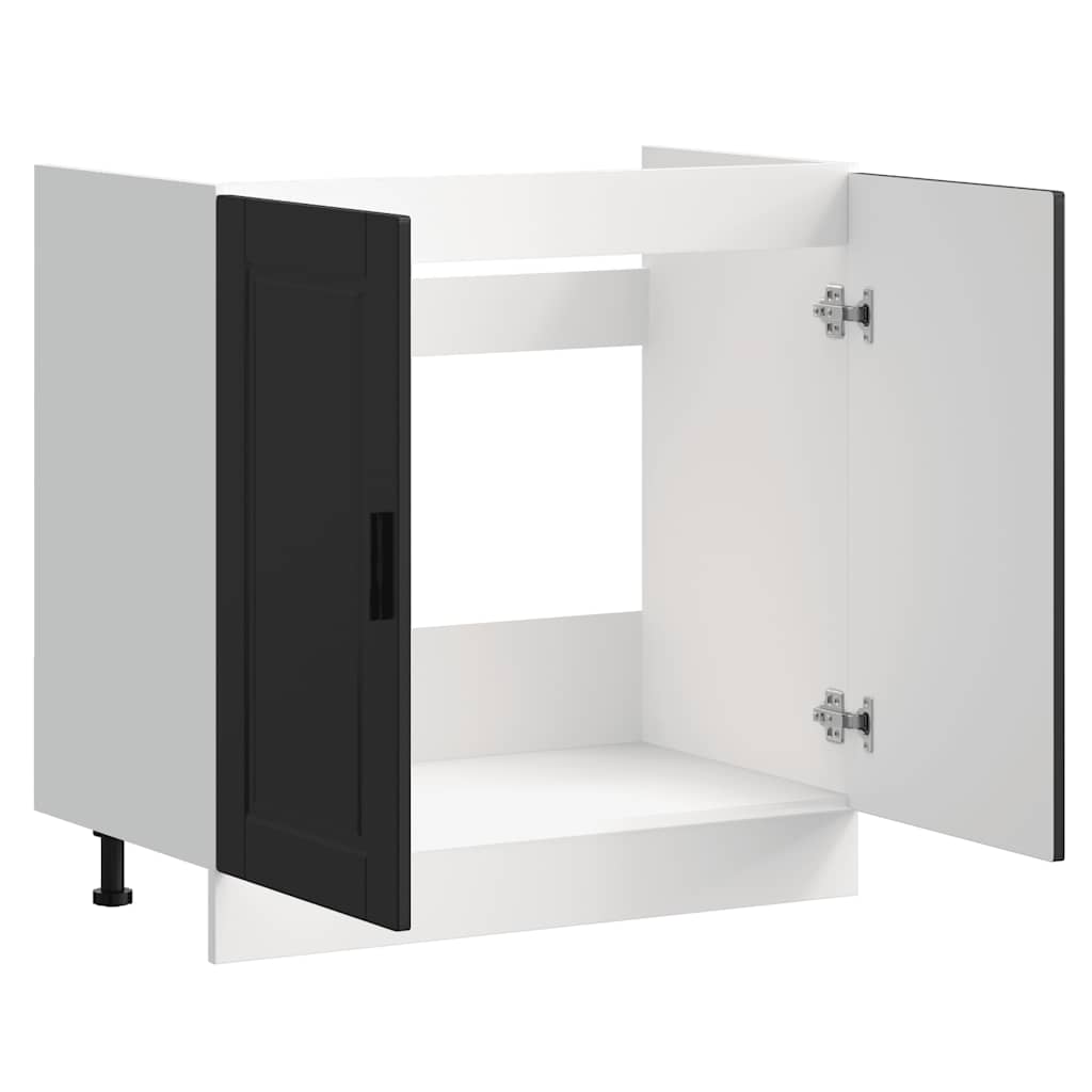 Sink Base Cabinet "Porto" Black 80x46x81.5 cm Engineered Wood