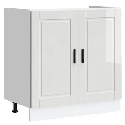 Sink Base Cabinet "Porto" High Gloss White 80x46x81.5 cm Engineered Wood