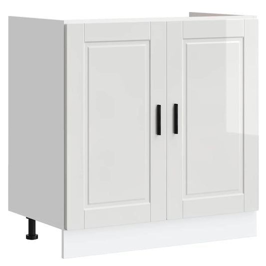 Sink Base Cabinet "Porto" High Gloss White 80x46x81.5 cm