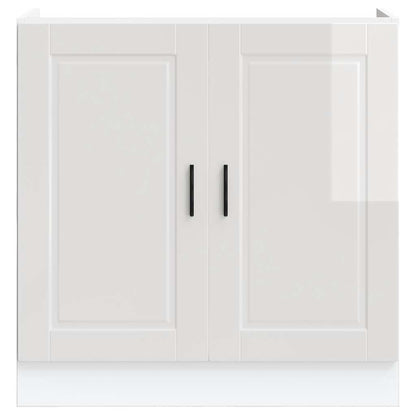 Sink Base Cabinet "Porto" High Gloss White 80x46x81.5 cm Engineered Wood