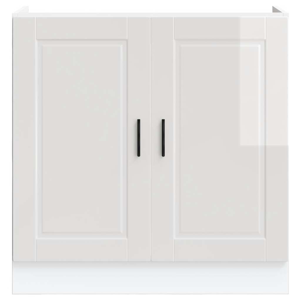Sink Base Cabinet "Porto" High Gloss White 80x46x81.5 cm