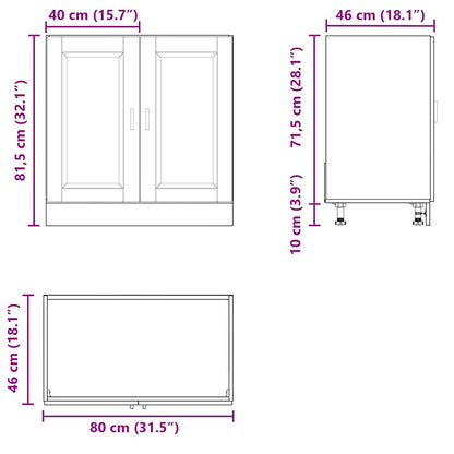 Sink Base Cabinet "Porto" High Gloss White 80x46x81.5 cm Engineered Wood