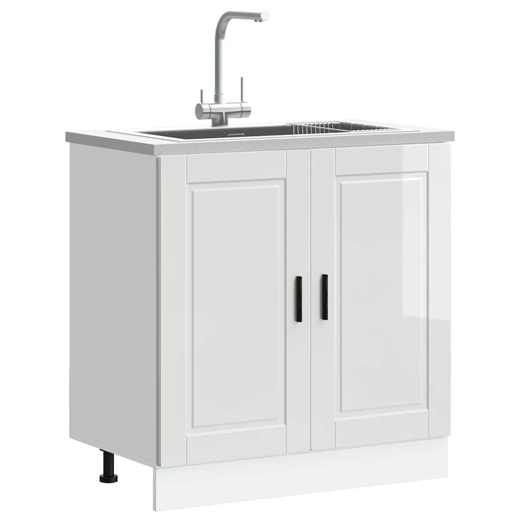 Sink Base Cabinet "Porto" High Gloss White 80x46x81.5 cm