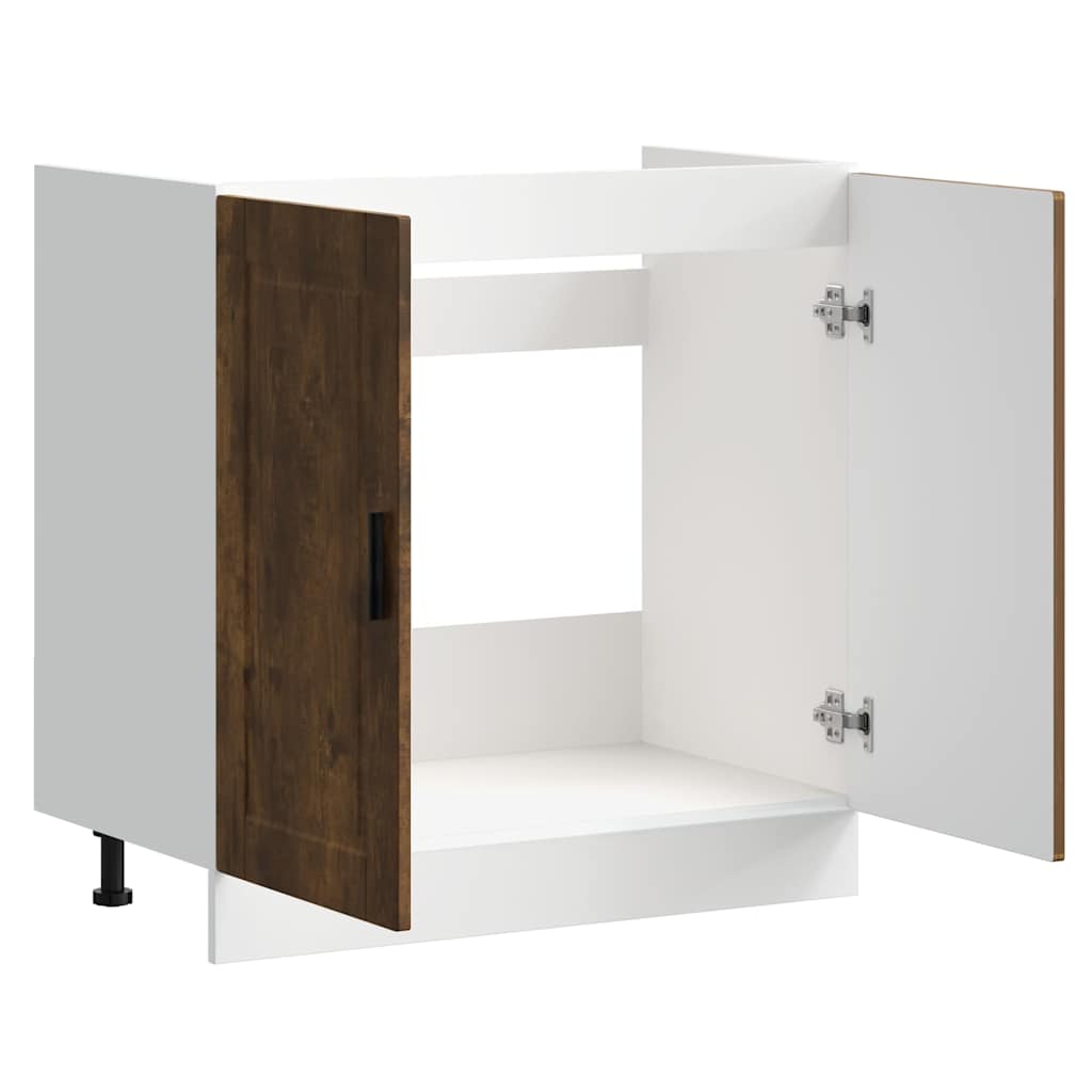 Sink Base Cabinet "Porto" Smoked Oak 80x46x81.5 cm