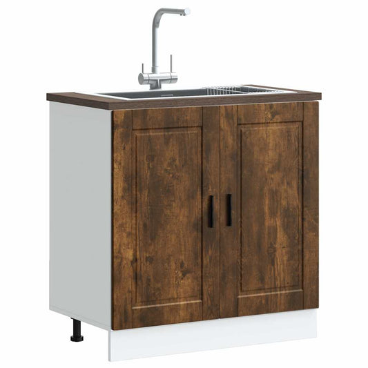 Sink Base Cabinet "Porto" Smoked Oak 80x46x81.5 cm