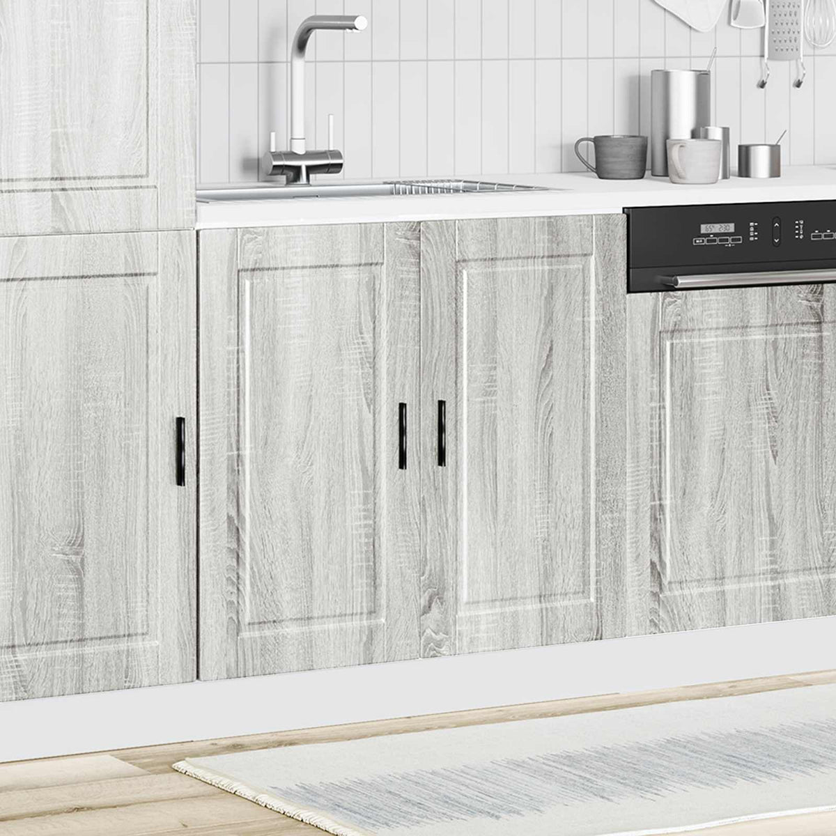 Sink Base Cabinet "Porto" Grey Sonoma 80x46x81.5 cm