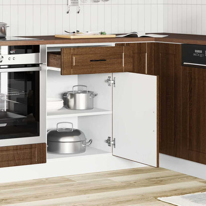 Kitchen Base Cabinet Porto Brown Oak Engineered Wood