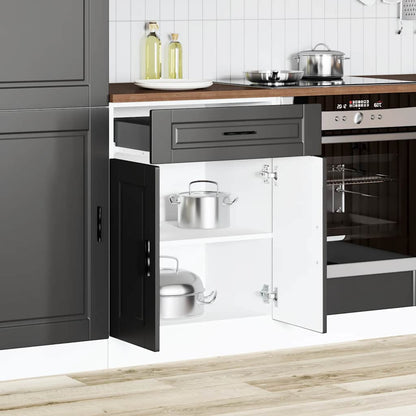 Kitchen Base Cabinet "Porto" Black Engineered Wood