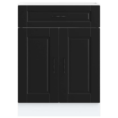 Kitchen Base Cabinet "Porto" Black Engineered Wood