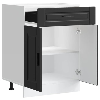 Kitchen Base Cabinet "Porto" Black Engineered Wood
