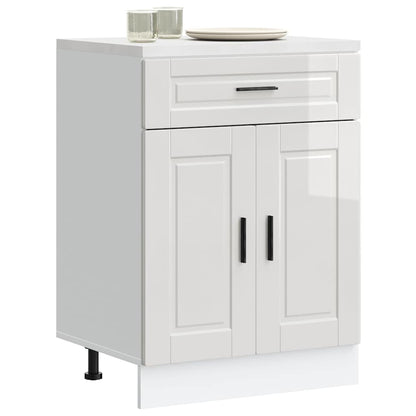 Kitchen Base Cabinet "Porto" High Gloss White Engineered Wood