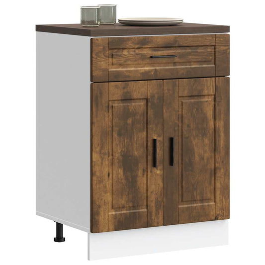 Kitchen Base Cabinet "Porto" Smoked Oak Engineered Wood