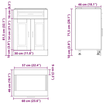 Kitchen Base Cabinet Porto Grey Sonoma Engineered Wood