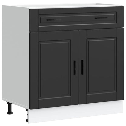 Kitchen Base Cabinet "Porto" Black Engineered Wood