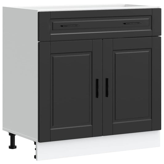 Kitchen Base Cabinet "Porto" Black Engineered Wood