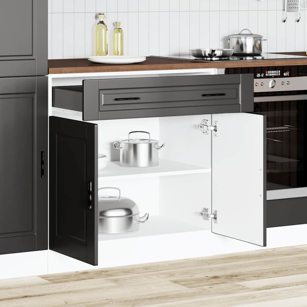 Kitchen Base Cabinet "Porto" Black Engineered Wood