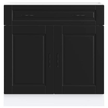 Kitchen Base Cabinet "Porto" Black Engineered Wood