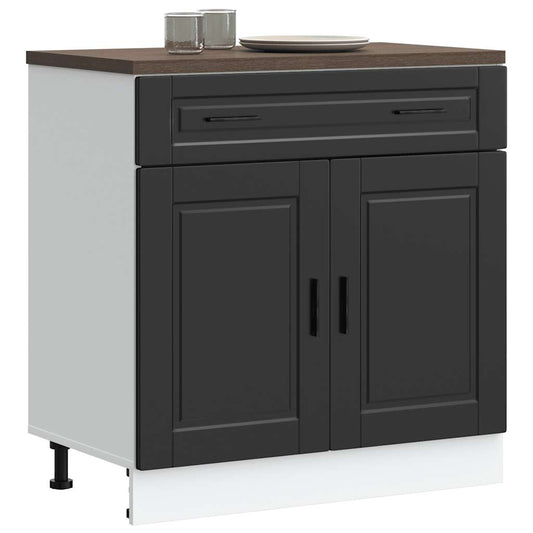 Kitchen Base Cabinet "Porto" Black Engineered Wood