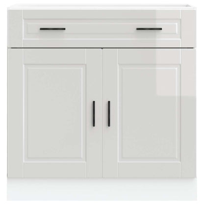 Kitchen Base Cabinet "Porto" High Gloss White Engineered Wood