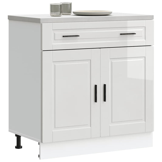 Kitchen Base Cabinet "Porto" High Gloss White Engineered Wood