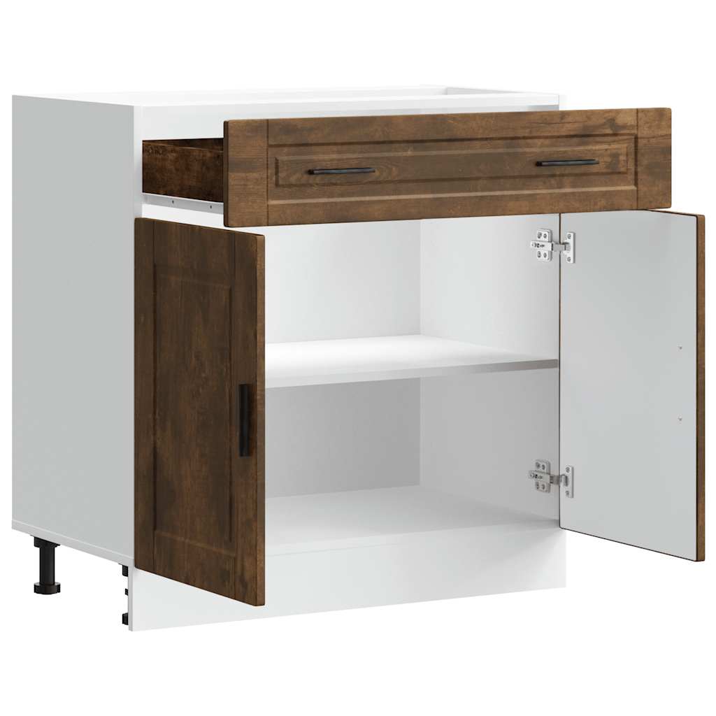 Kitchen Base Cabinet "Porto" Smoked Oak Engineered Wood