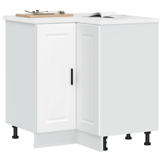 Kitchen Corner Base Cabinet "Porto" White Engineered Wood