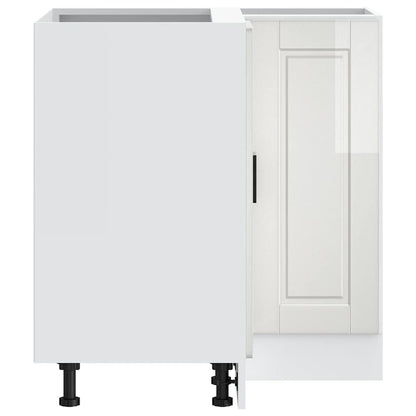 Kitchen Corner Base Cabinet Porto High Gloss White Engineered Wood