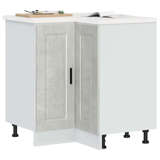 Kitchen Corner Base Cabinet "Porto" Concrete Grey Engineered Wood