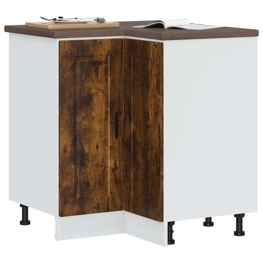 Kitchen Corner Base Cabinet "Porto" Smoked Oak Engineered Wood