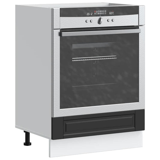 Oven Cabinet "Porto" Black Engineered Wood