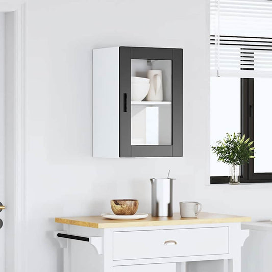 Kitchen Wall Cabinet with Glass Door "Porto" Black