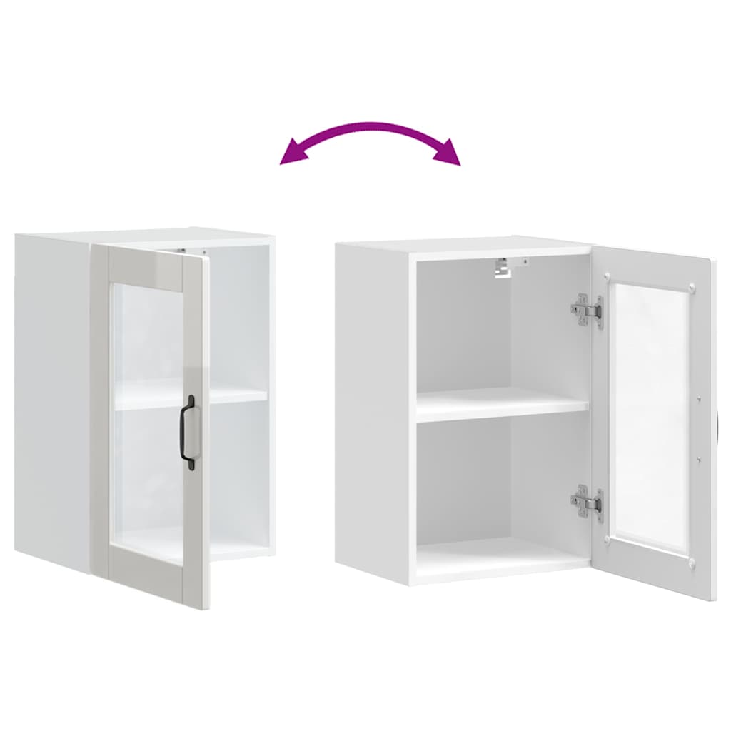 Kitchen Wall Cabinet with Glass Door Porto High Gloss White