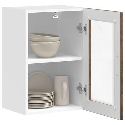 Kitchen Wall Cabinet with Glass Door Porto Smoked Oak