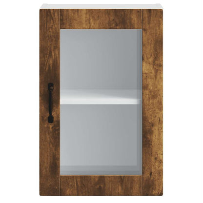 Kitchen Wall Cabinet with Glass Door Porto Smoked Oak