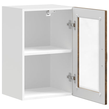 Kitchen Wall Cabinet with Glass Door Porto Smoked Oak