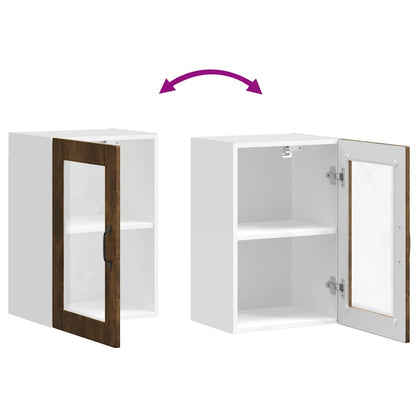 Kitchen Wall Cabinet with Glass Door Porto Smoked Oak