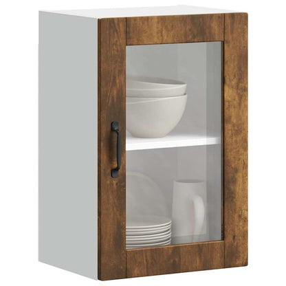 Kitchen Wall Cabinet with Glass Door Porto Smoked Oak