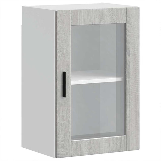 Kitchen Wall Cabinet with Glass Door "Porto" Grey Sonoma