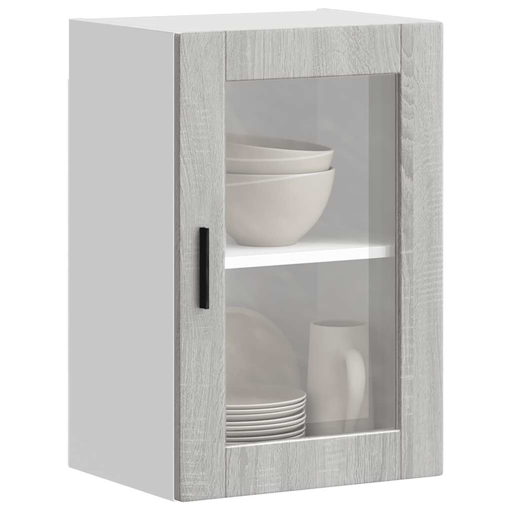 Kitchen Wall Cabinet with Glass Door Porto Grey Sonoma