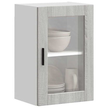 Kitchen Wall Cabinet with Glass Door Porto Grey Sonoma