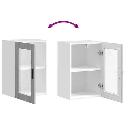 Kitchen Wall Cabinet with Glass Door Porto Grey Sonoma