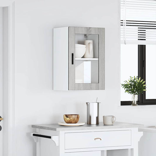 Kitchen Wall Cabinet with Glass Door "Porto" Grey Sonoma
