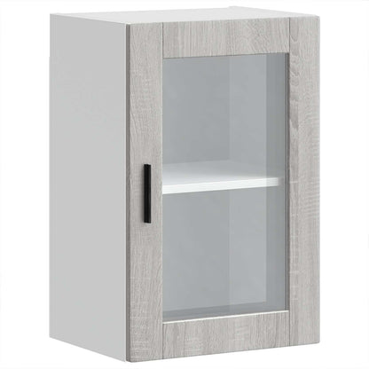 Kitchen Wall Cabinet with Glass Door "Porto" Grey Sonoma