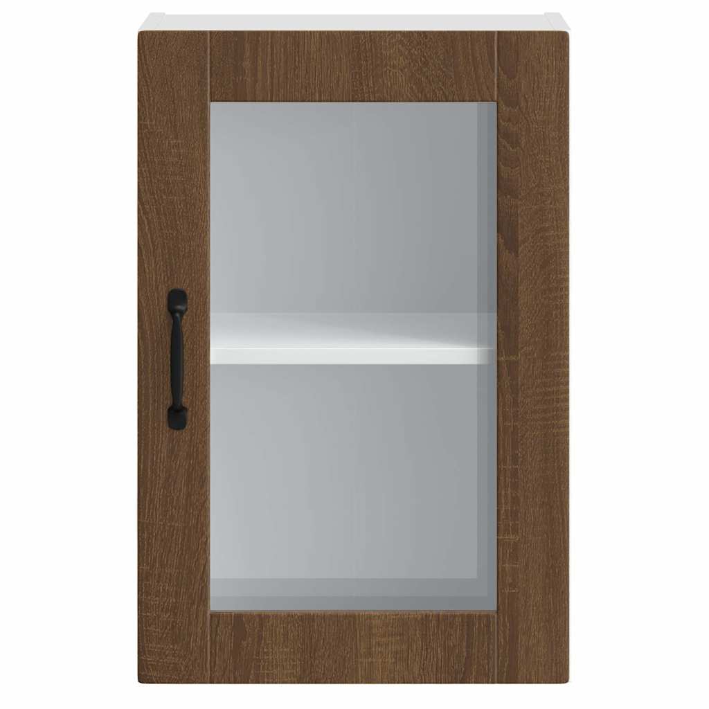 Kitchen Wall Cabinet with Glass Door Porto Brown Oak